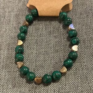 Green and Gold Beaded Bracelet